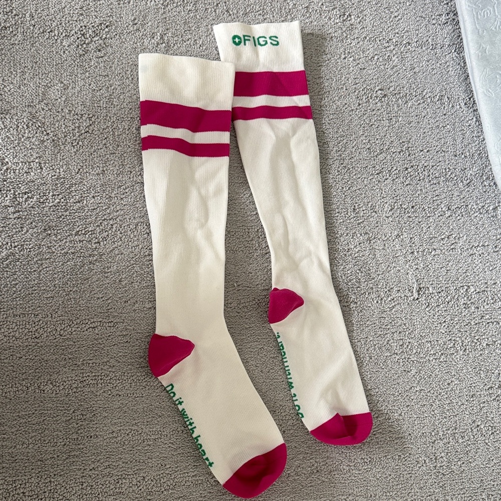 Figs women's White and Pink Athletic Socks